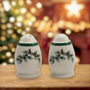 Spode England Holiday Holly Salt and Pepper Set